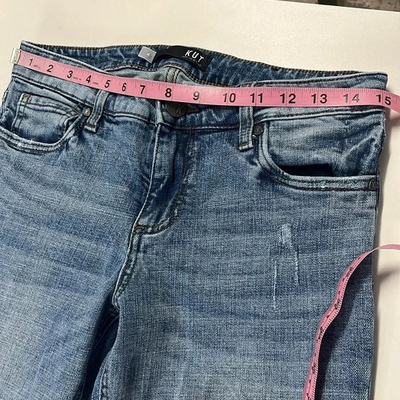Kut from the Kloth jeans rolled cuff capri denim jeans light distress size 4 - Picture 3 of 15